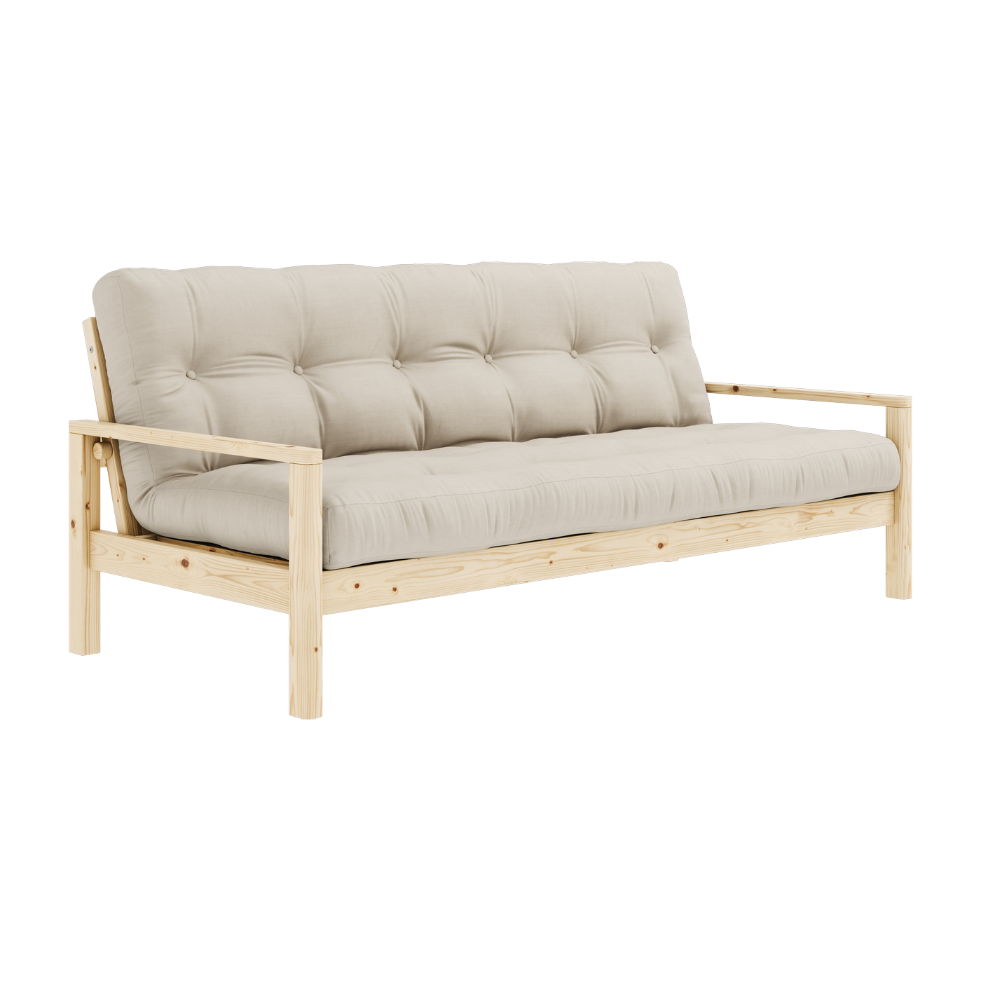 Divano-letto in legno chiaro e tessuto beige Knob - Karup Design