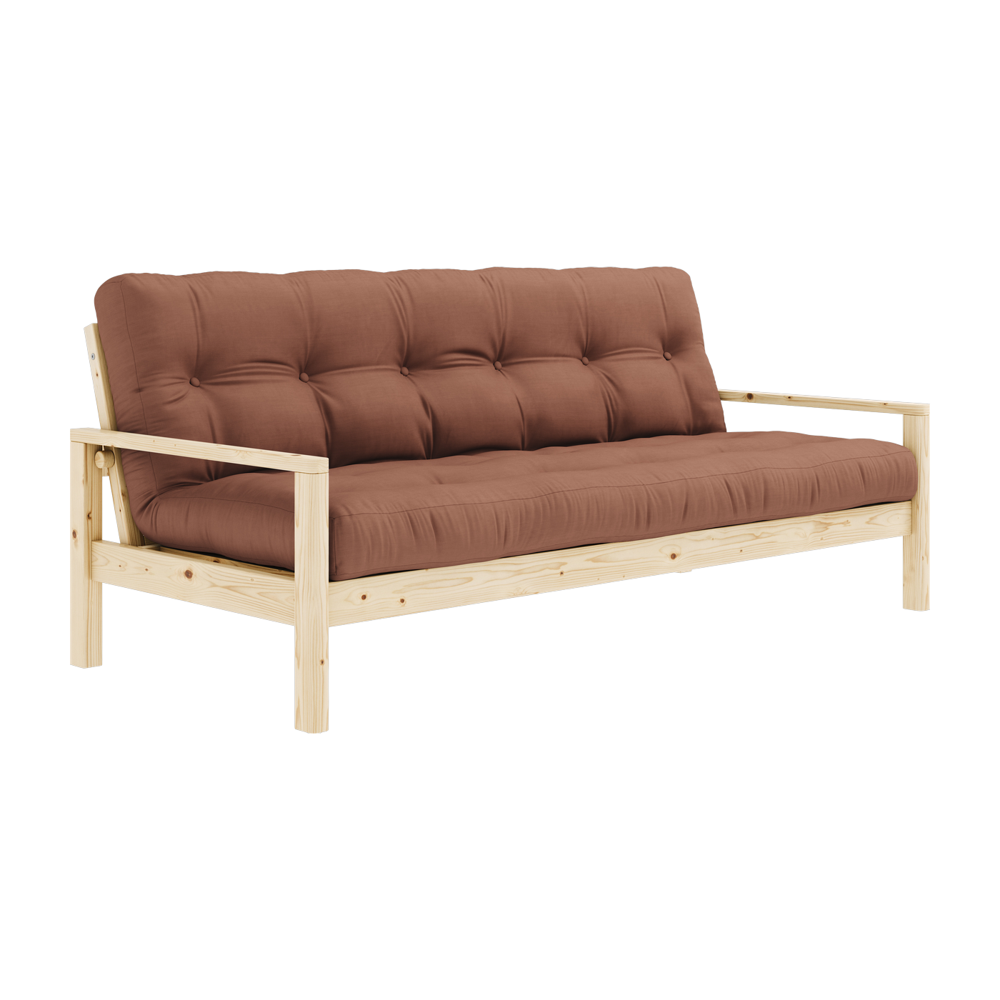 Sofá cama de madera clara y tela marrón arcilla Knob - Karup Design
