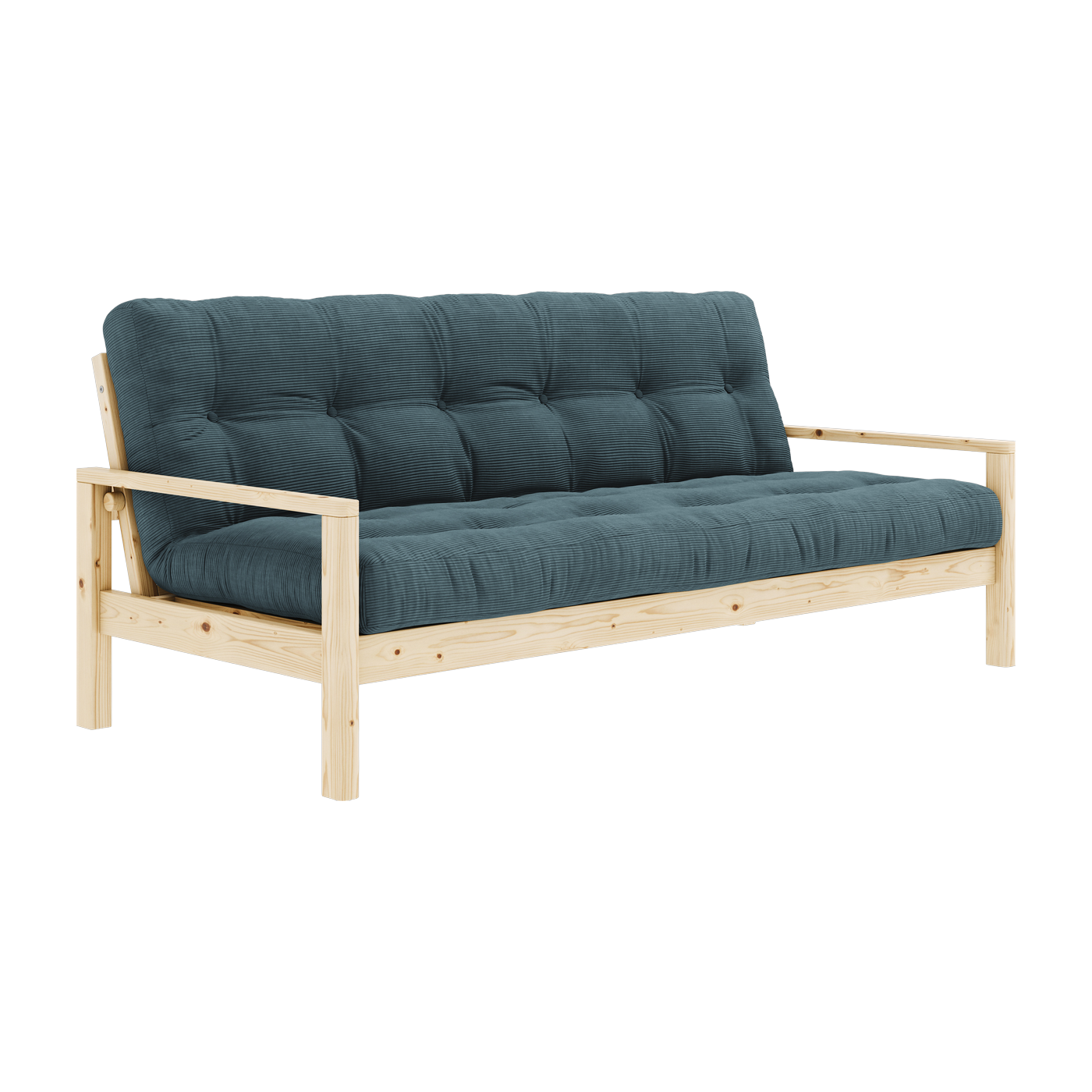 Sofá cama de madera clara y pana azul pálido Knob - Karup Design