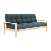 Sofá cama de madera clara y pana azul pálido Knob - Karup Design