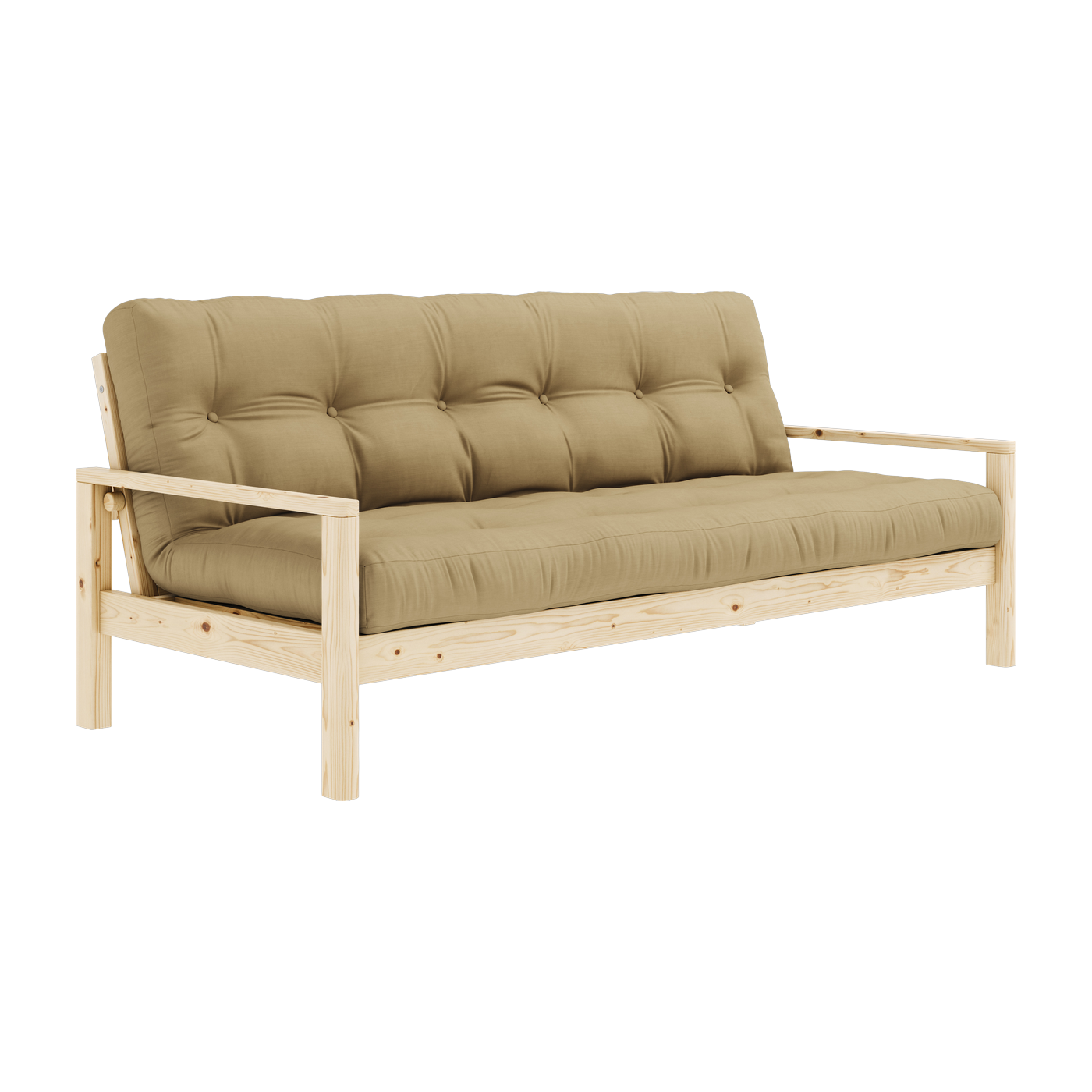 Divano letto in legno chiaro e tessuto di grano beige Knob - Karup Design
