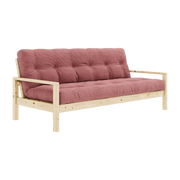 Knob - divano letto in legno chiaro e velluto a coste rosa sorbetto Karup Design