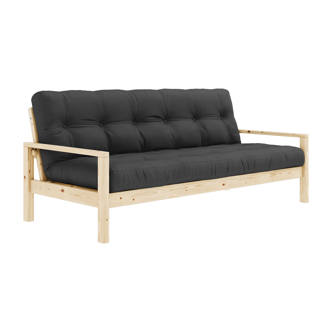 Sofá cama de madera clara y tela gris oscuro Knob - Karup Design