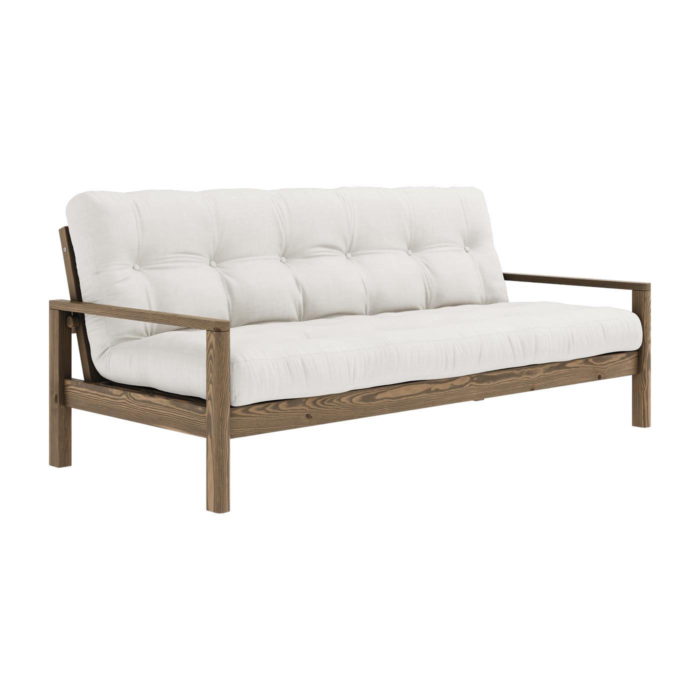 Divano letto in legno scuro e tessuto naturale Knob - Karup Design