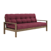 Schlafsofa aus dunklem Holz und bordeauxrotem Stoff Knob -. Karup Design