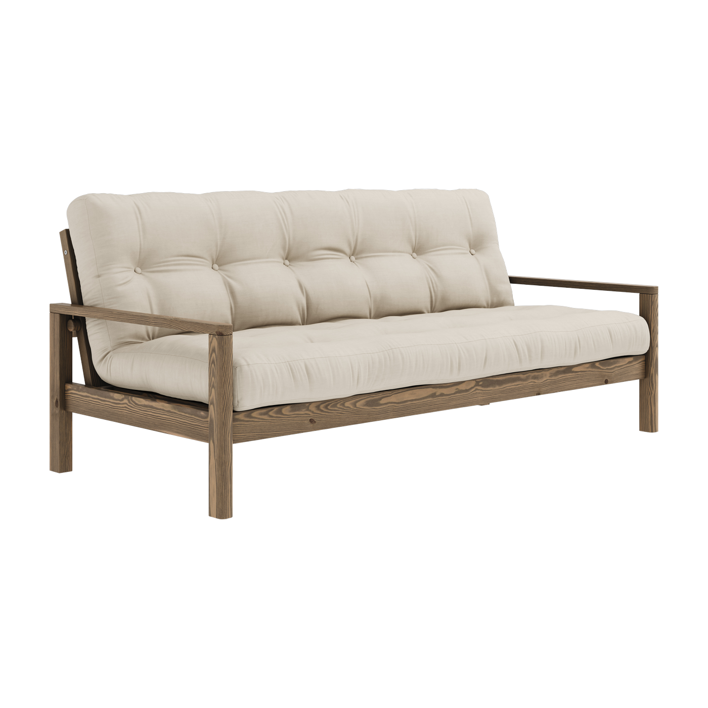 Divano letto in legno scuro e tessuto beige Knob - Karup Design