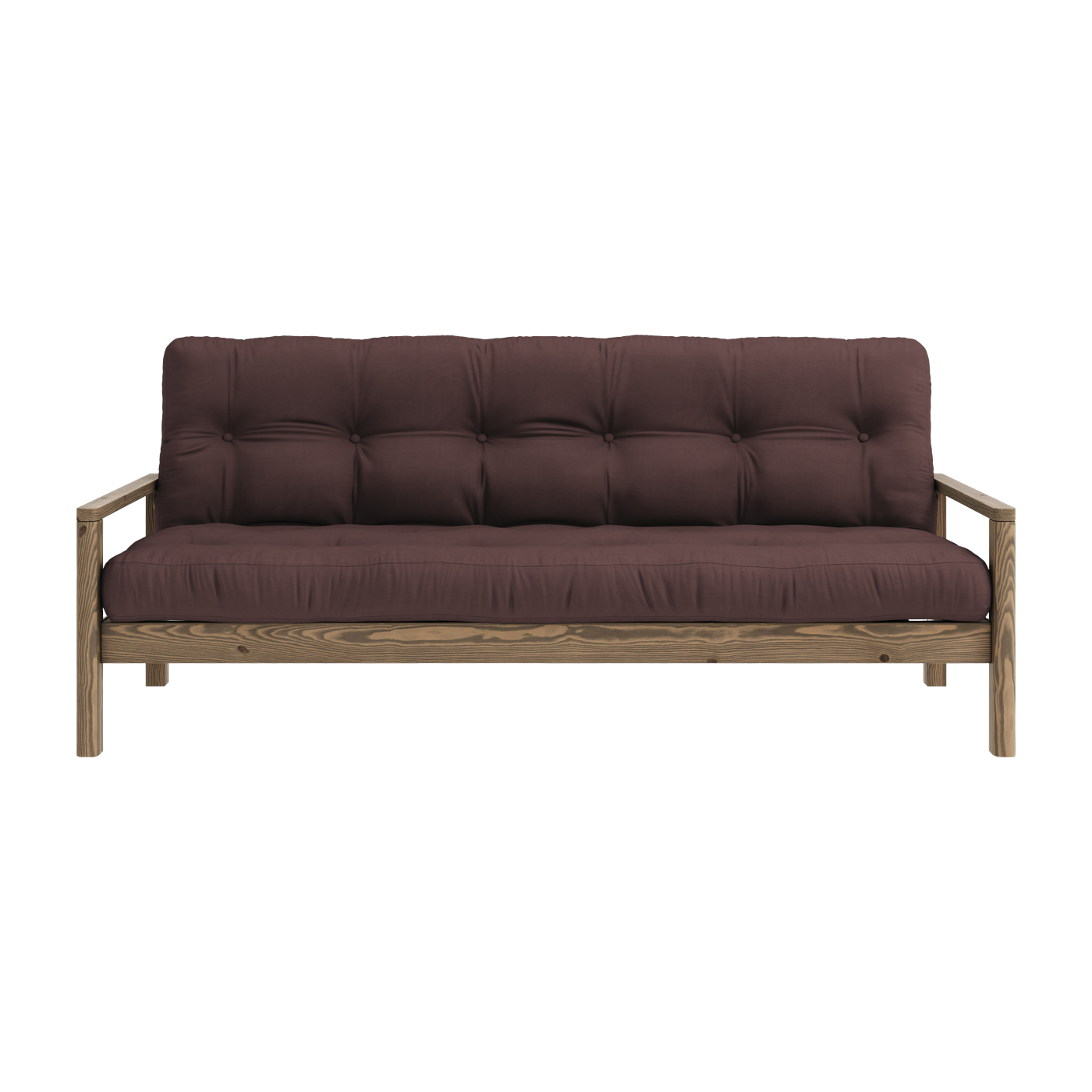 Sofá cama de madera oscura y tela marrón Knob - Karup Design