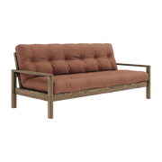 Divano letto in legno scuro e tessuto marrone argilla Knob - Karup Design