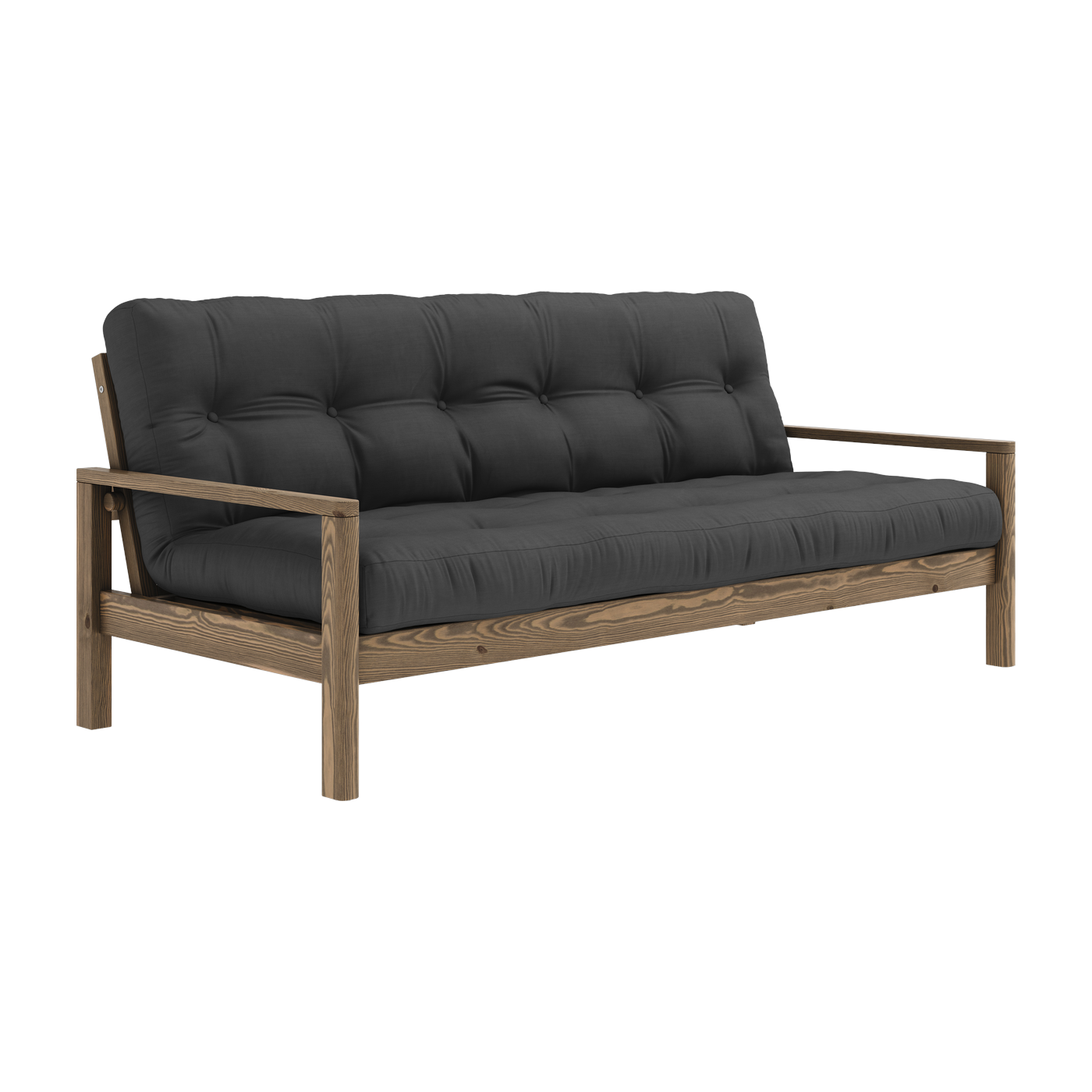 Divano letto in legno scuro e tessuto grigio scuro Knob - Karup Design