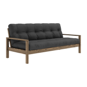 Dark wood and dark gray fabric sofa bed Knob - Karup Design
