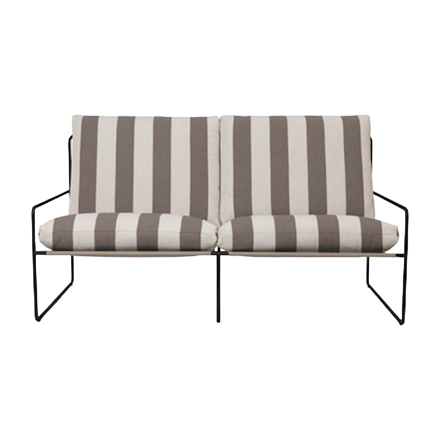 2-seater outdoor sofa in striped vinyl and black steel 78 x 93 cm Desert Stripe - Ferm Living