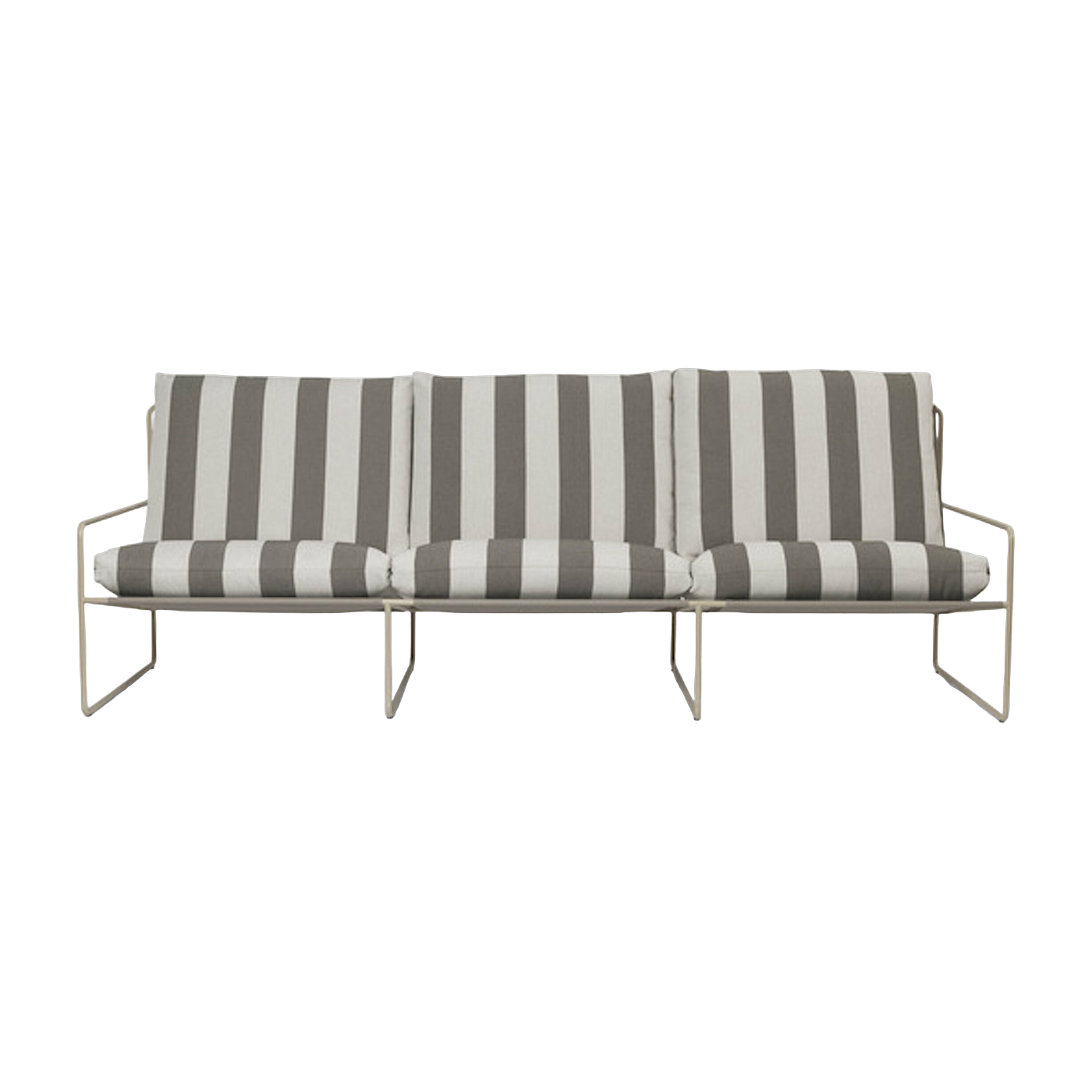 Canapé d'extérieur 3 places en vinyl rayé et acier beige 78 x 93 cm Desert Stripe - Ferm Living