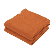 2 Langes en gaze de coton 60 x 60 cm orange abricot Les Petits - The Cool Republic