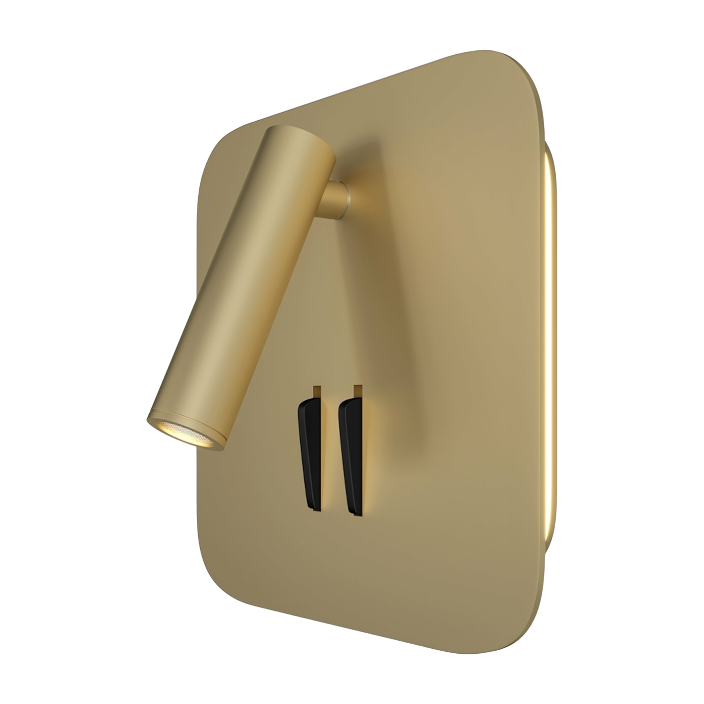 Lámpara de pared cuadrada de aluminio dorado con interruptor negro Ios 176 - Maytoni