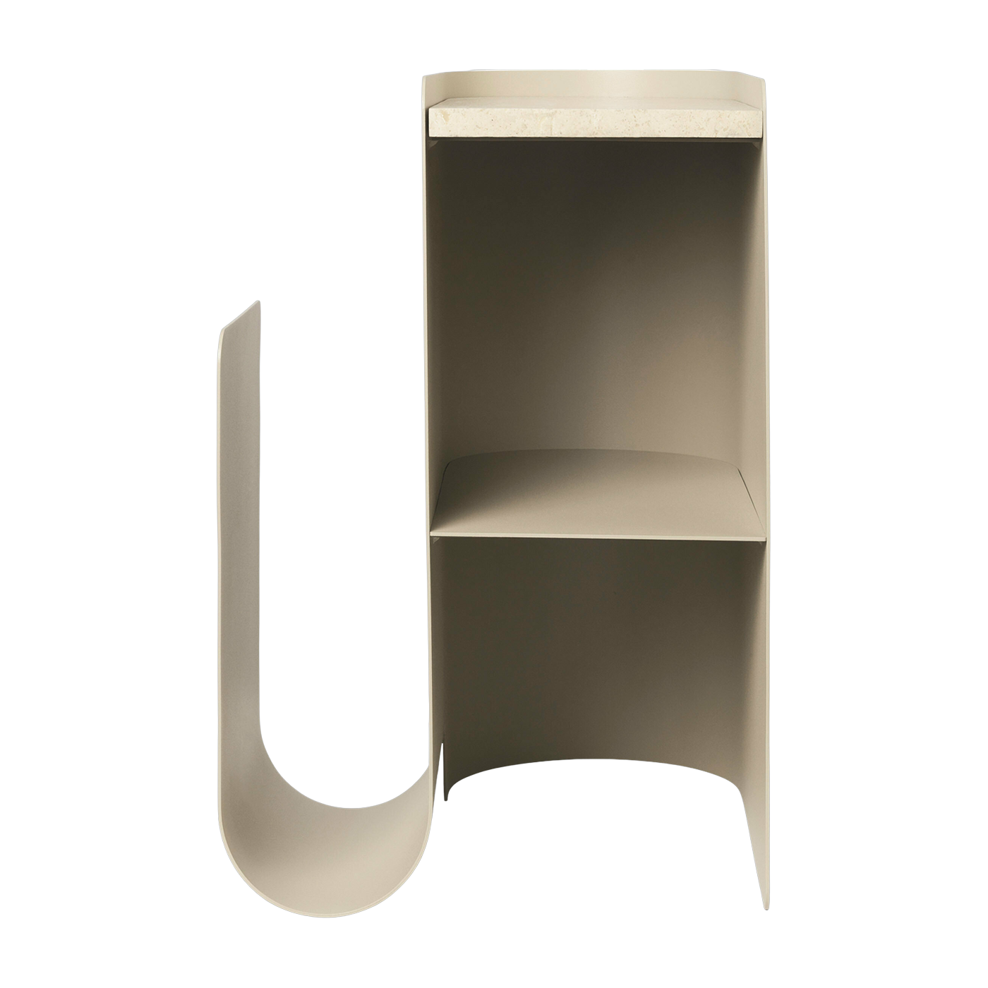 Beistelltisch aus beigem Stahl und marbre Vault -. Ferm Living