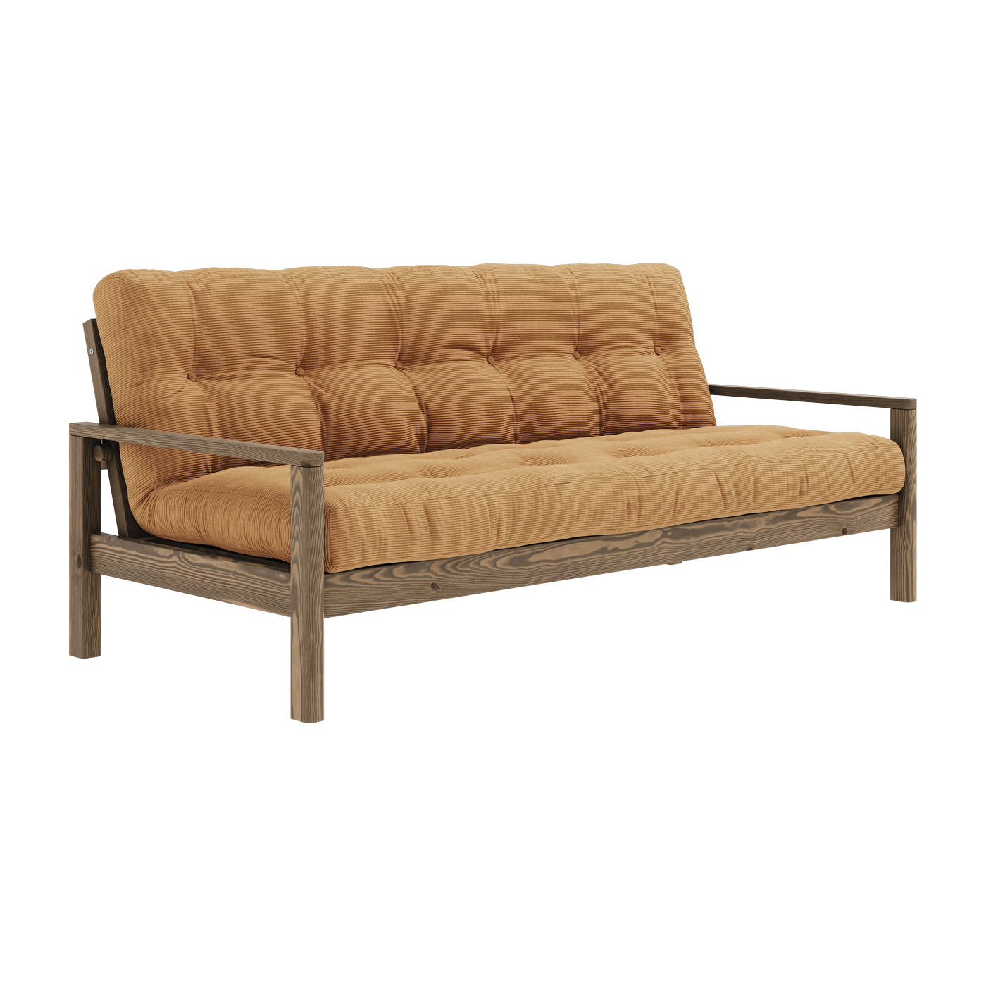 Knob dark wood and brown corduroy sofa bed - Karup Design