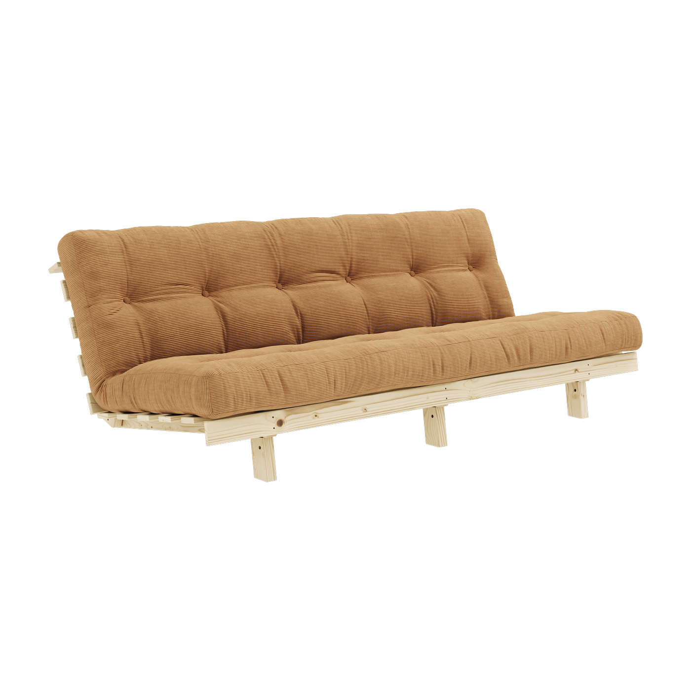 أريكة قابلة للتحويل من خشب الصنوبر مع مرتبة بنية 130×200 سم Lean - Karup Design