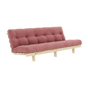 Sorbet Pink Pine and Corduroy Sofa Bed Lean - Karup Design