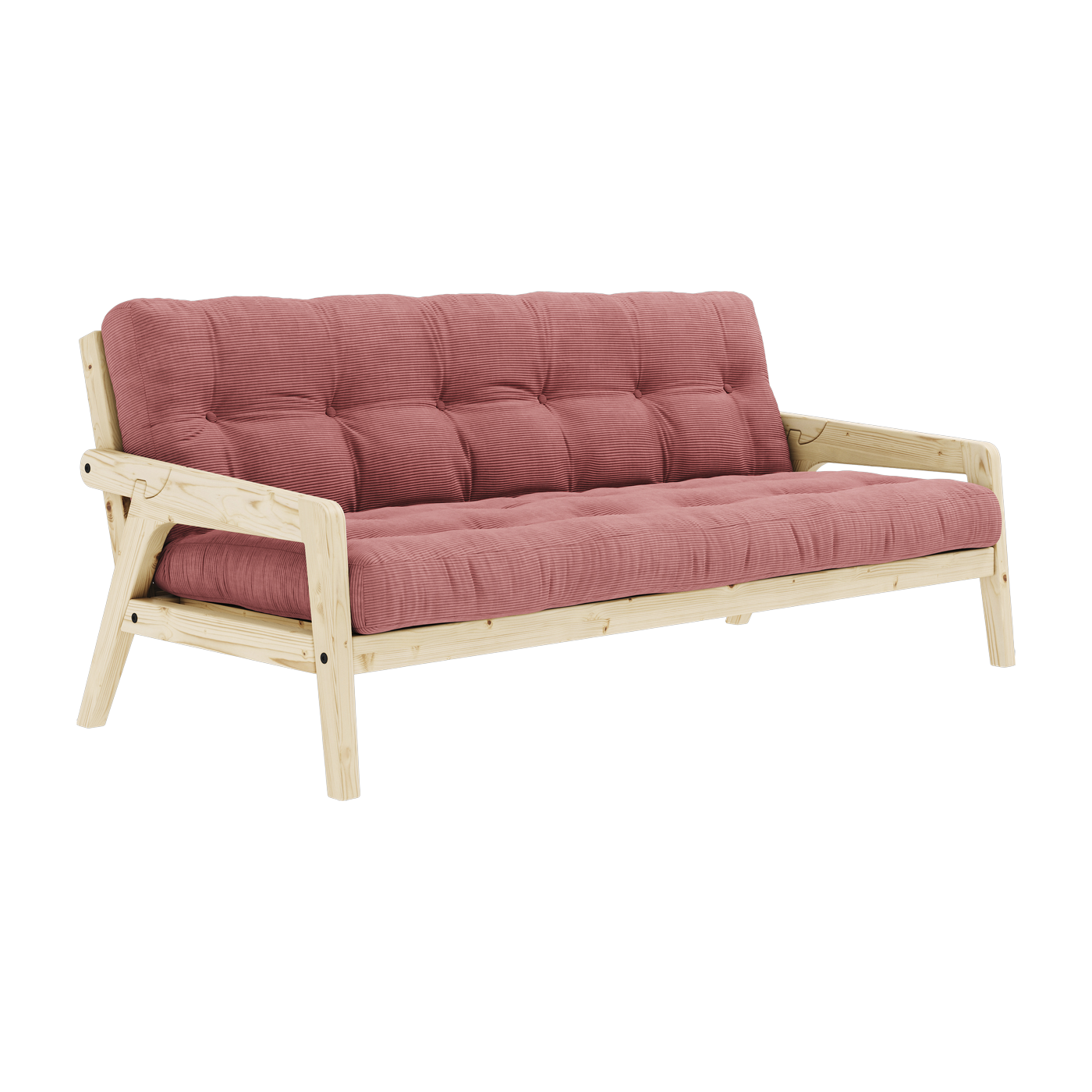 Sofa bed in light pine and sorbet pink corduroy Grab - Karup Design