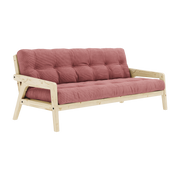 Divano letto in pino chiaro e velluto a coste rosa sorbetto Grab - Karup Design