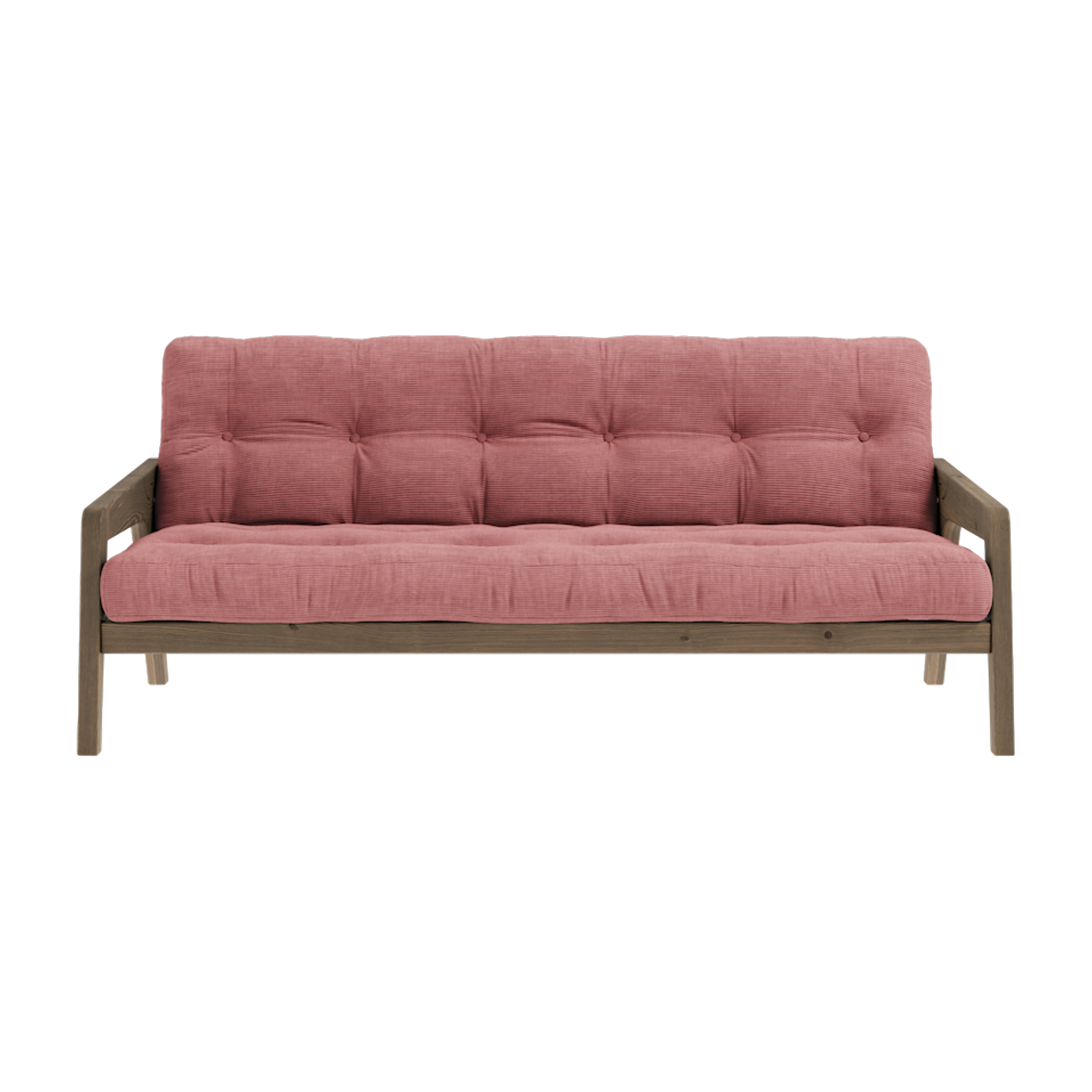 Sofá cama de pino oscuro y pana rosa sorbete Grab - Karup Design