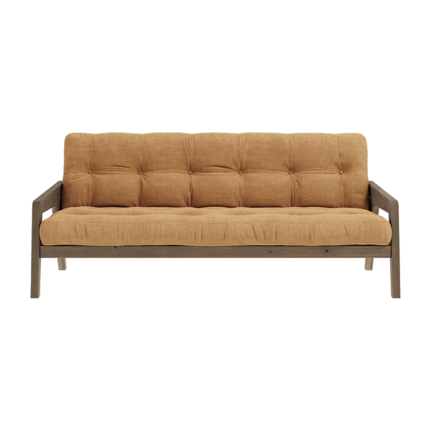 Sofá cama de pino oscuro y de pana marrón fudge Grab - Karup Design