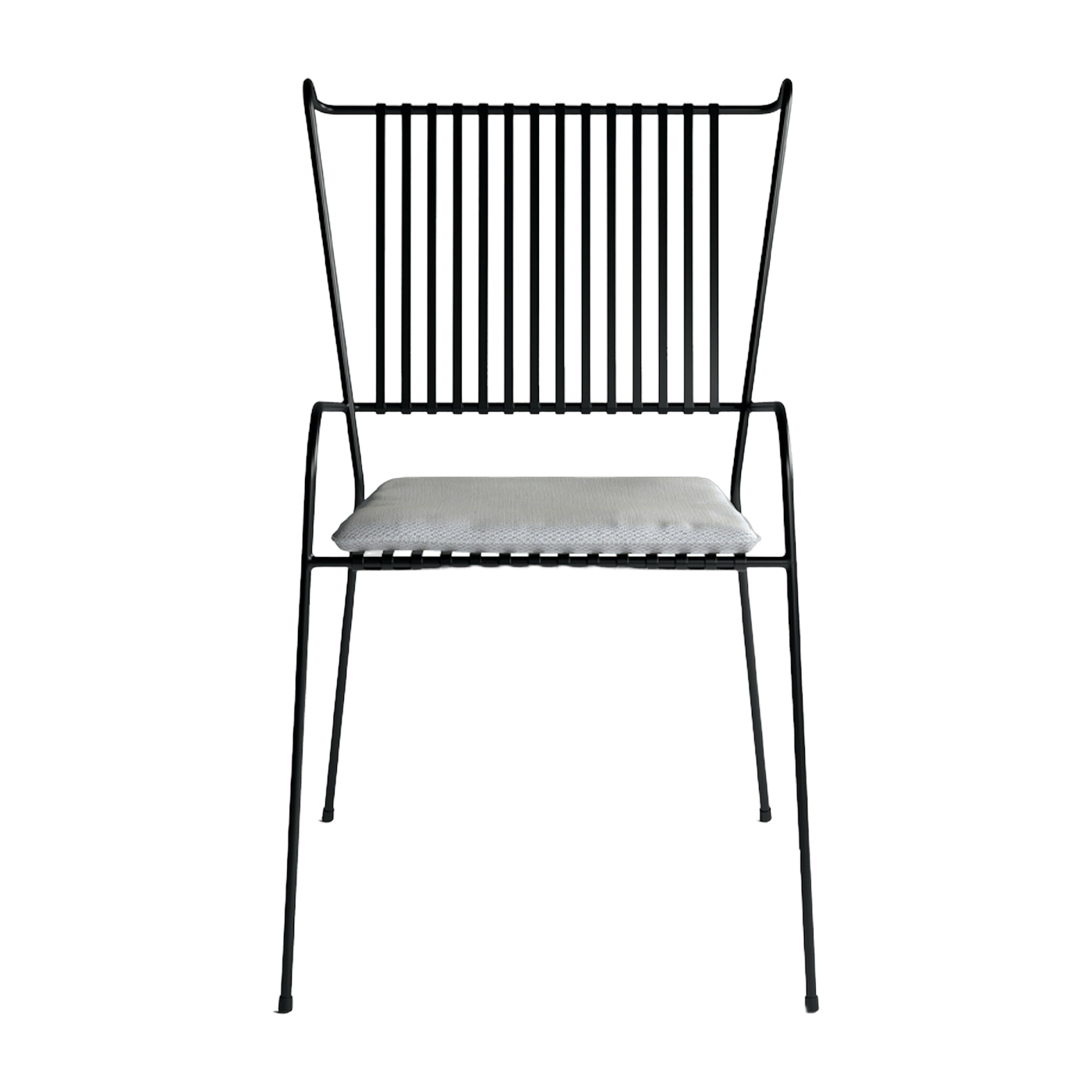 Sedia da giardino con braccioli in acciaio nero e cuscino beige Capri - Cools