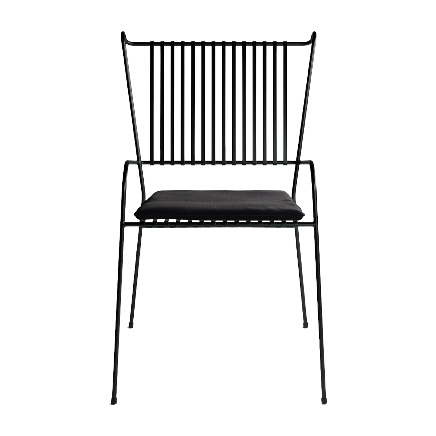 Sedia da giardino con braccioli in acciaio e cuscino nero Capri - Cools