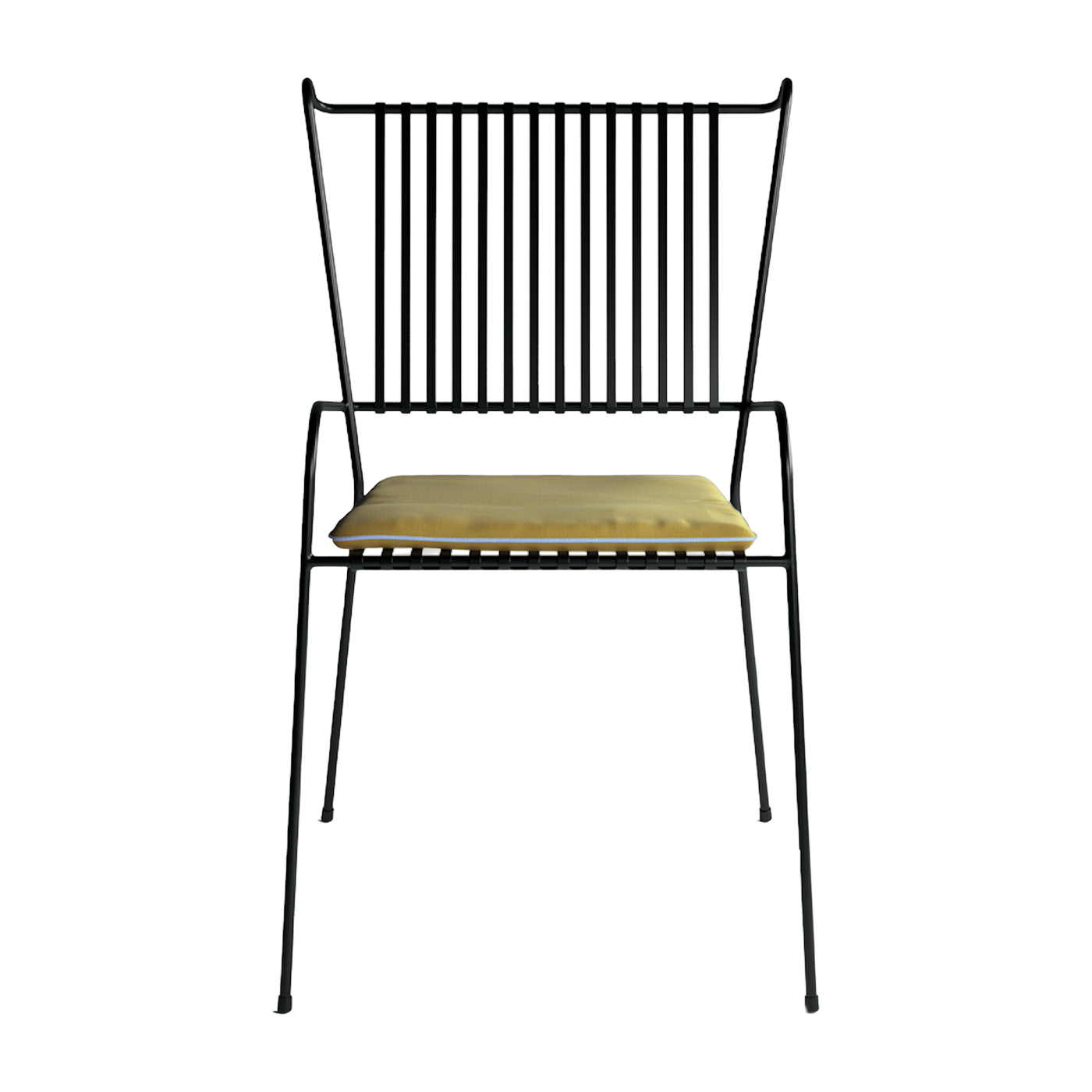 Sedia da giardino con braccioli in acciaio nero e cuscino giallo Capri - Cools