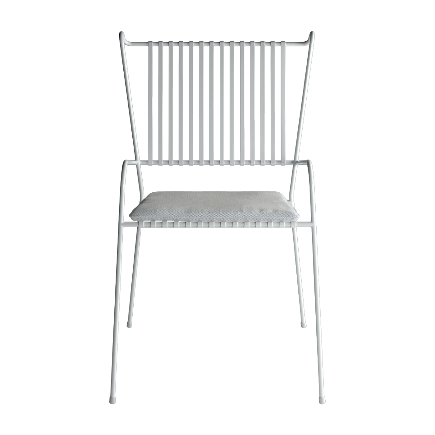 Sedia da giardino con braccioli in acciaio bianco e cuscino beige Capri - Cools