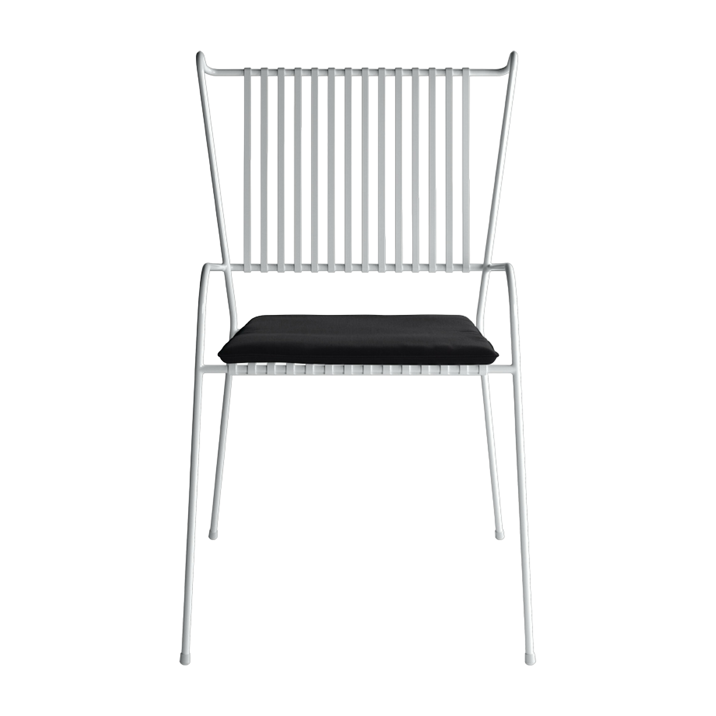 Sedia da giardino con braccioli in acciaio bianco e cuscino nero Capri - Cools