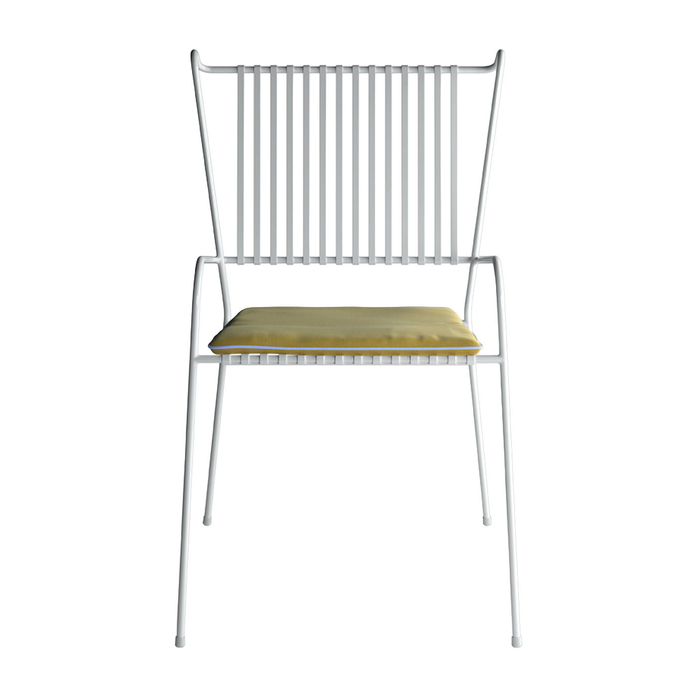 Sedia da giardino con braccioli in acciaio bianco e cuscino giallo Capri - Cools