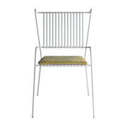 Sedia da giardino con braccioli in acciaio bianco e cuscino giallo Capri - Cools