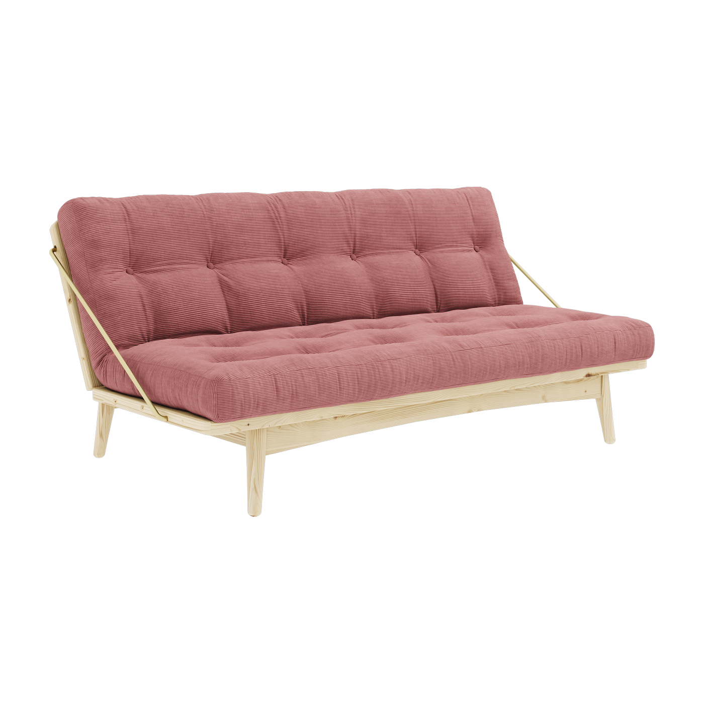 Sofa bed in light pine and sorbet pink corduroy Folk - Karup Design