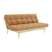 Sofá cama de pino claro y pana marrón fudge Folk - Karup Design
