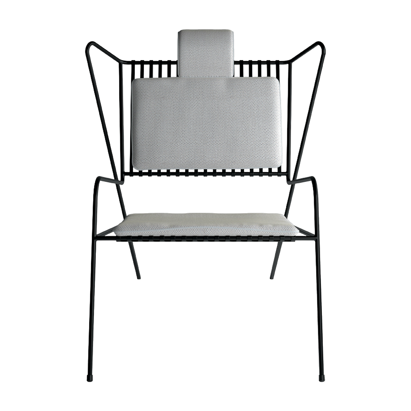 Lounge Chair aus schwarzem Stahl und beigen Kissen Capri Easy - -. Cools Collection