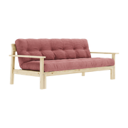 Schlafsofa aus hellem Holz und sorbetrosa Stoff Unwind -. Karup Design