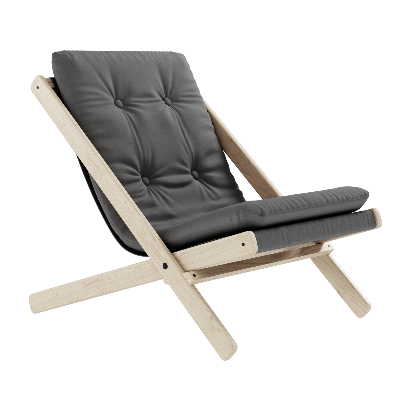 Sillón Boogie de madera de haya y tela gris oscuro - Karup