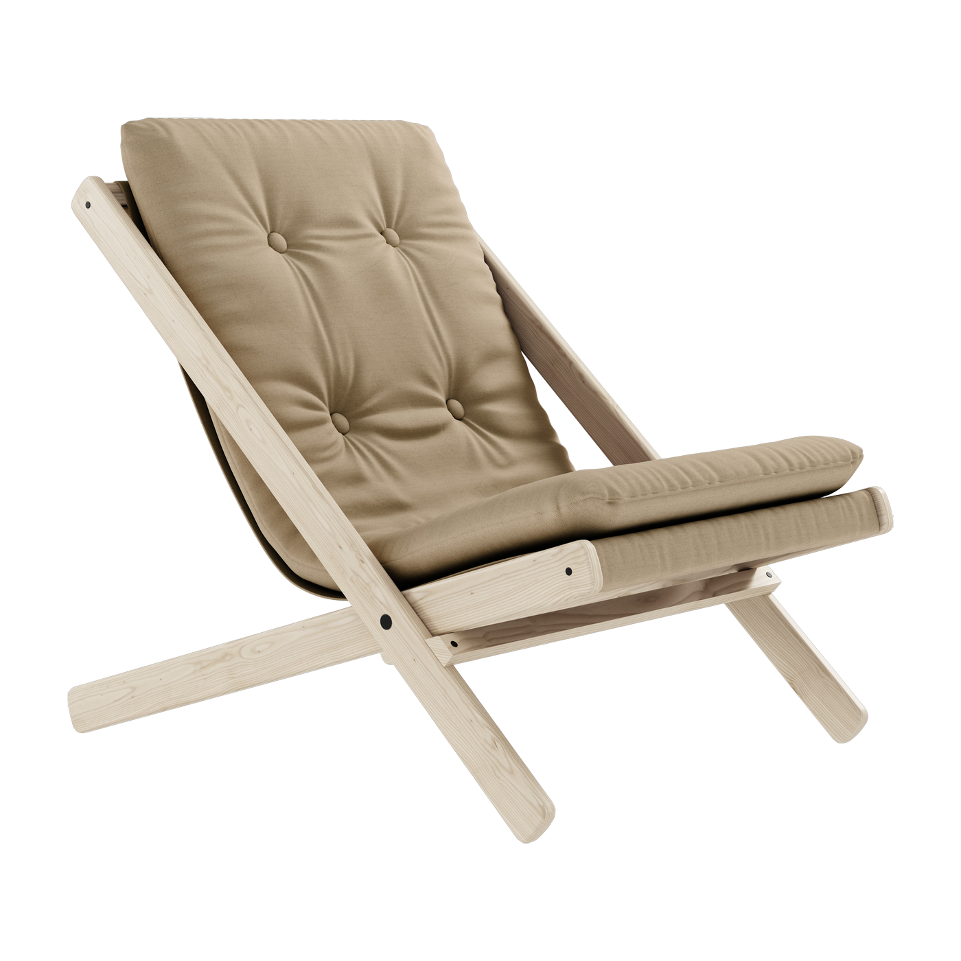 Sillón Boogie de madera de haya y tela beige - Karup Design