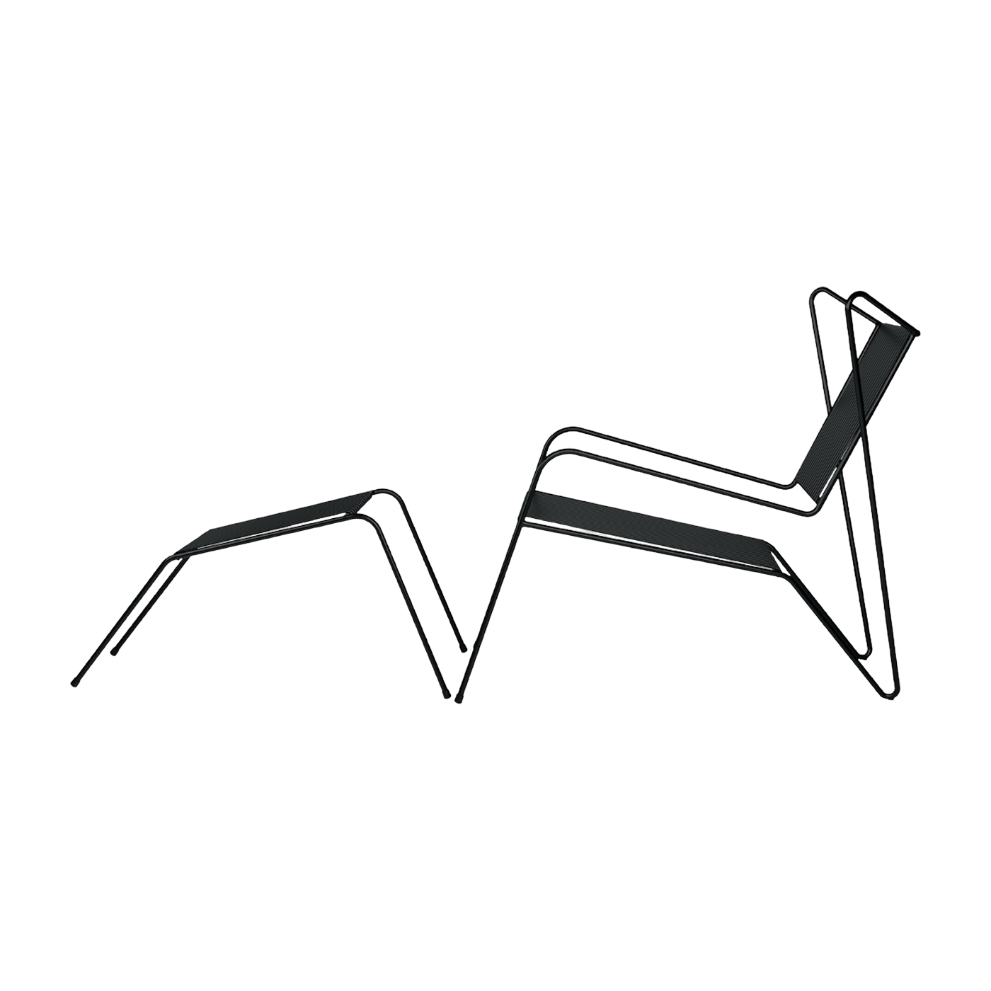 Lounge Chair mit Fußstütze aus schwarzem Stahl Capri Easy - - Cools Collection