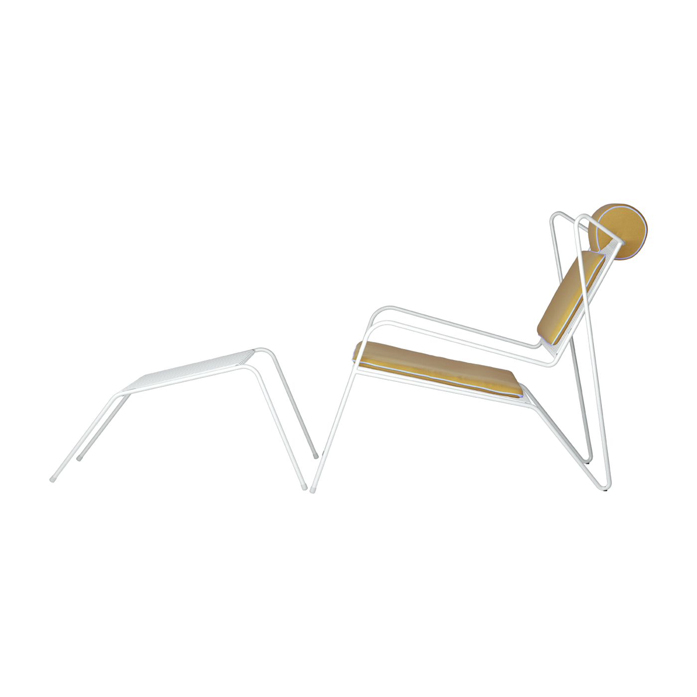 Lounge chair with white steel footrest and yellow cushions Capri Easy - Cools Collection
