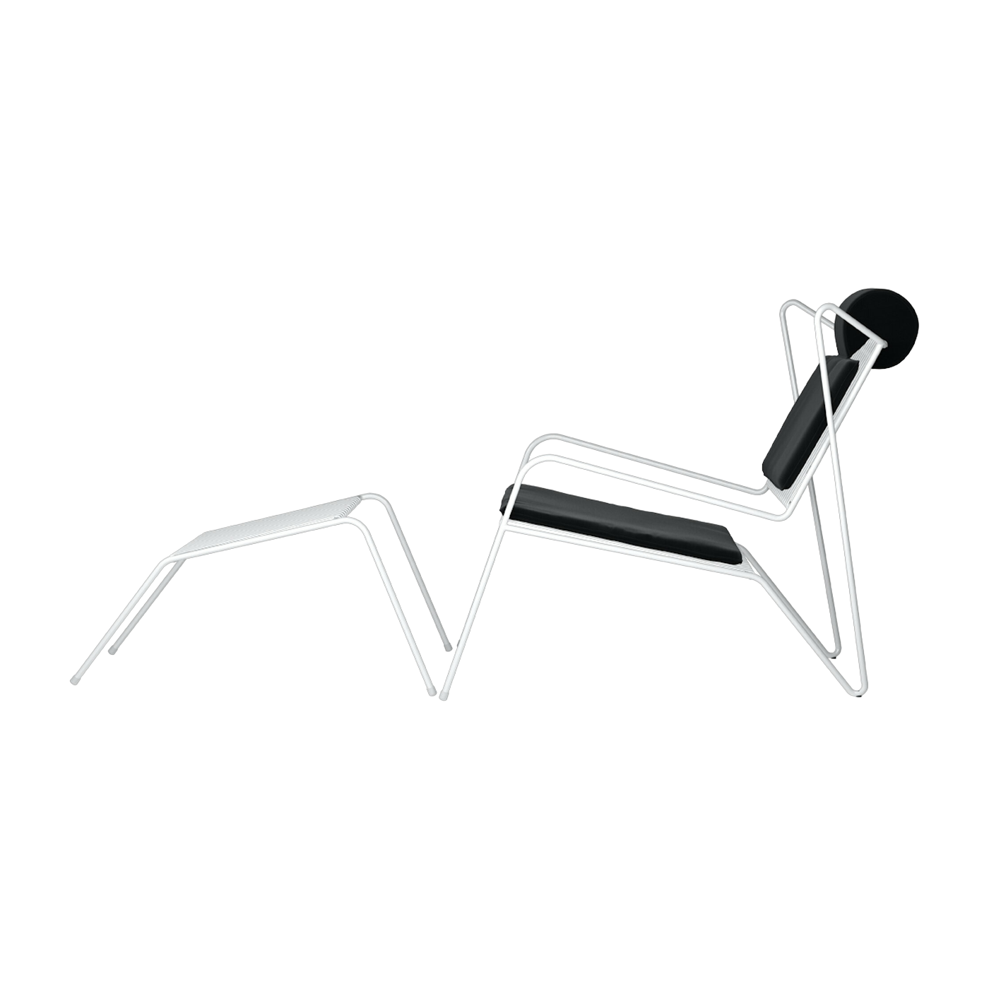 Lounge chair with white steel footrest and black cushions Capri Easy - Cools Collection