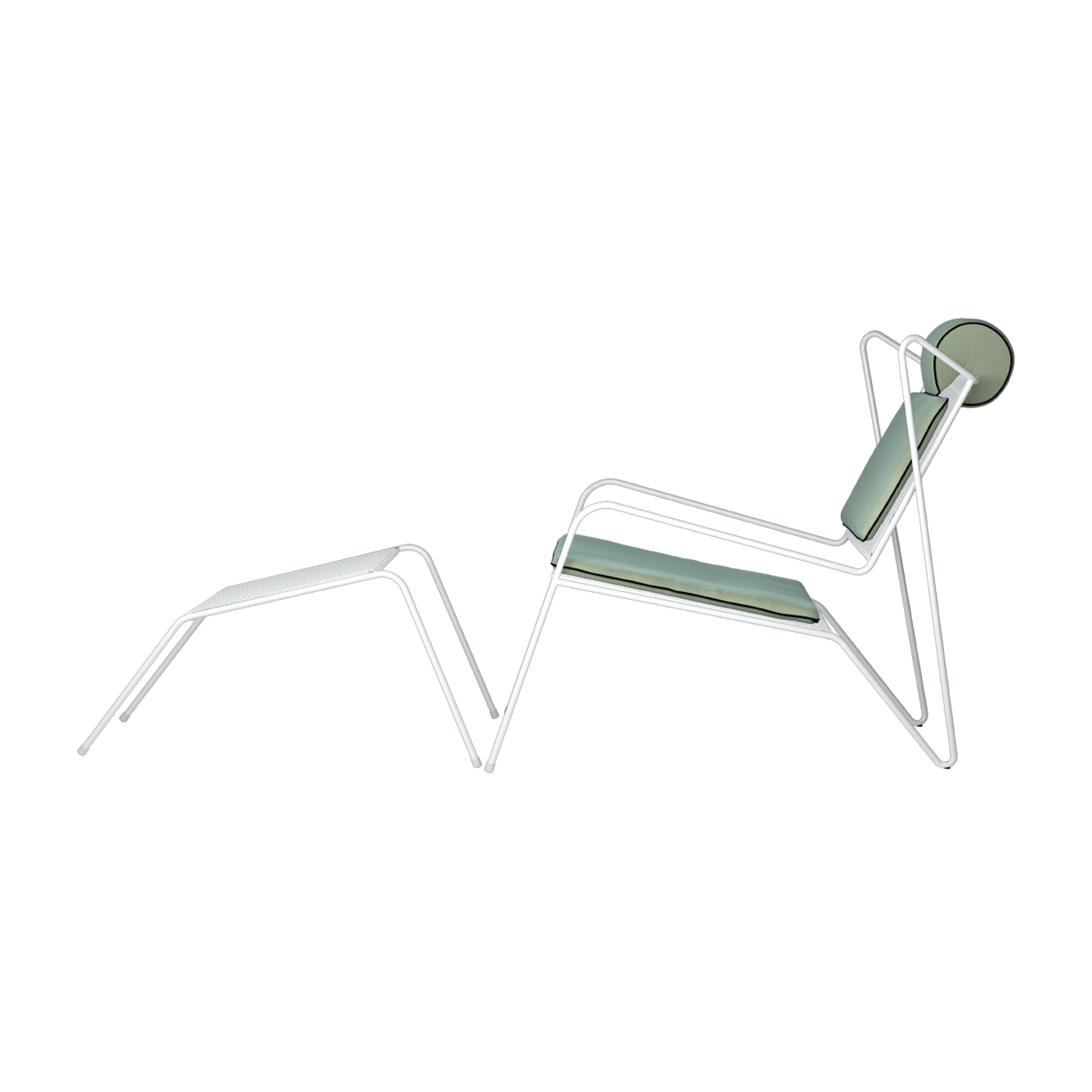 Lounge chair with white steel footrest and opal cushions Capri Easy - Cools Collection
