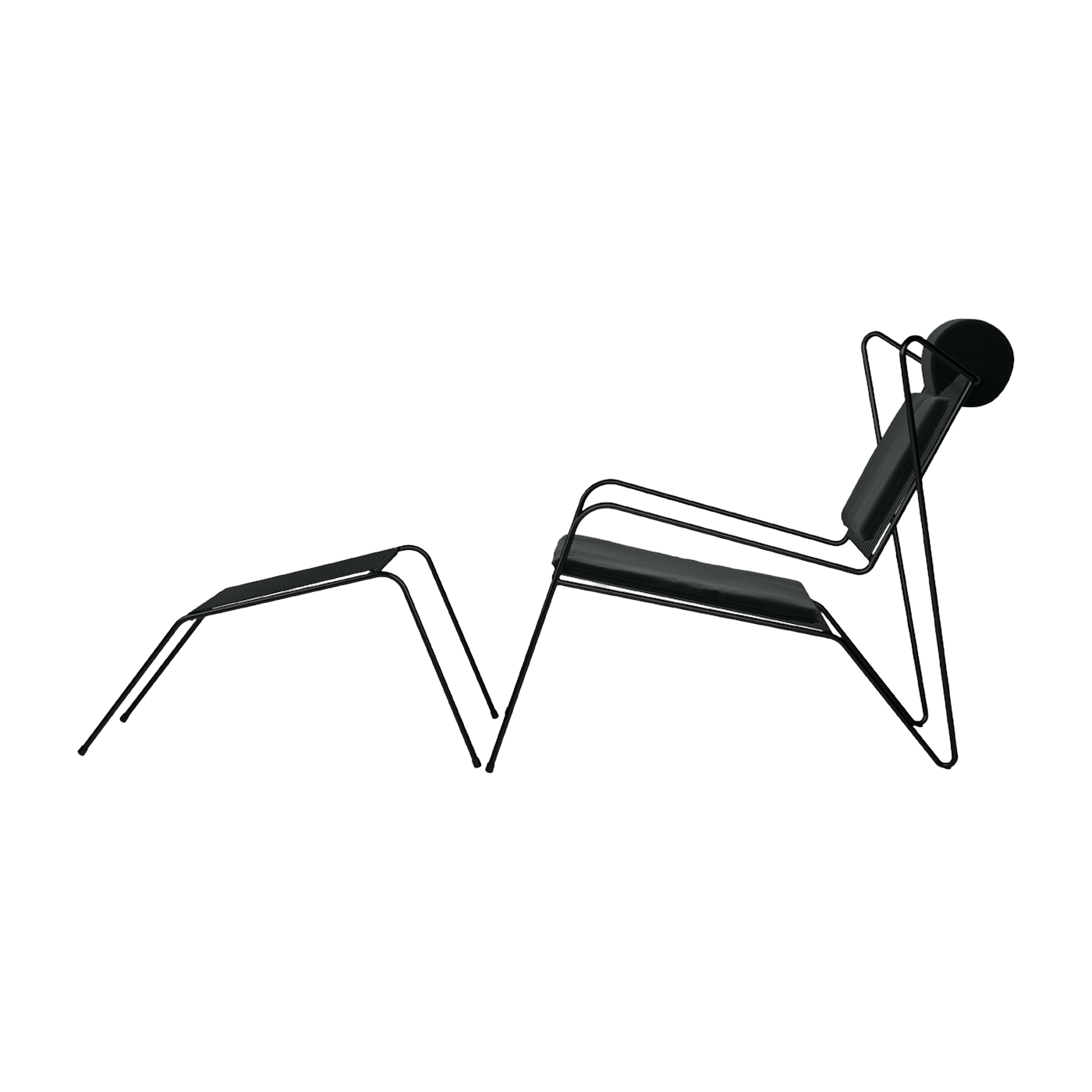 Lounge chair with steel footrest and black cushions Capri Easy - Cools Collection