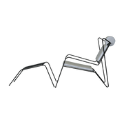 Chaise lounge avec repose pieds en acier noir et coussins beige Capri Easy - Cools Collection