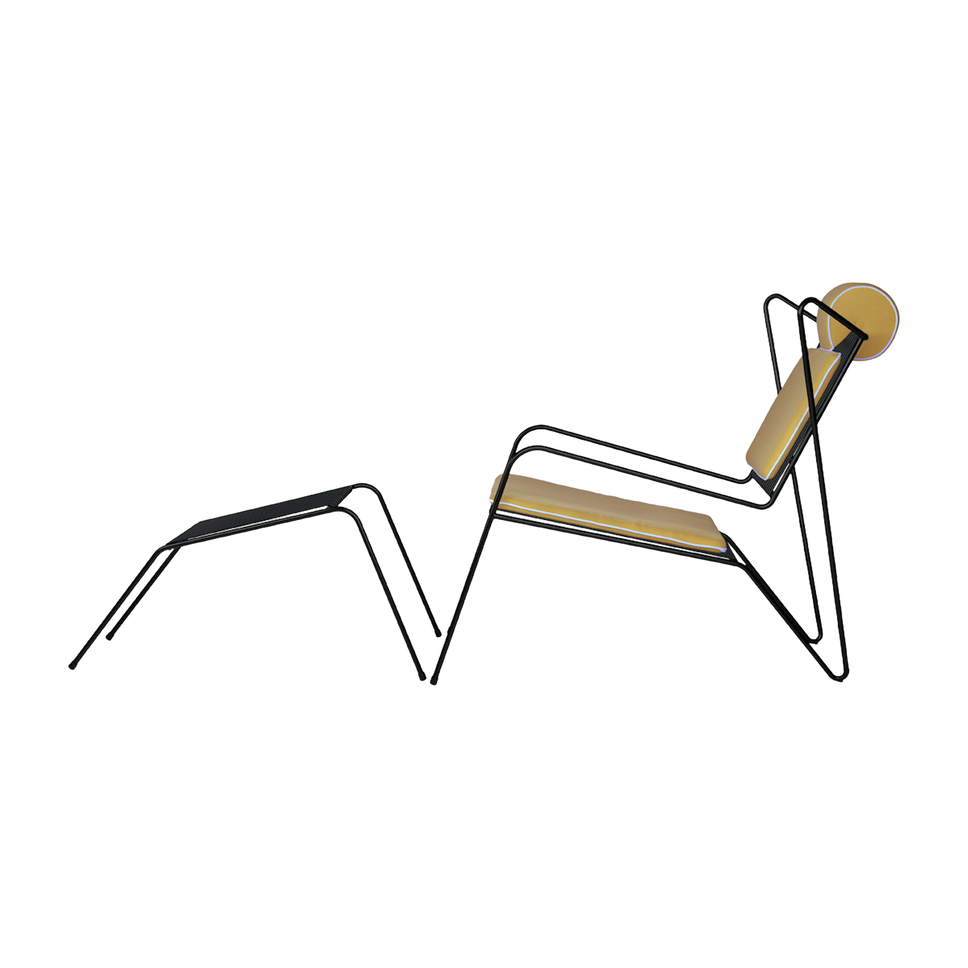 Lounge chair with black steel footrest and yellow cushions Capri Easy - Cools Collection