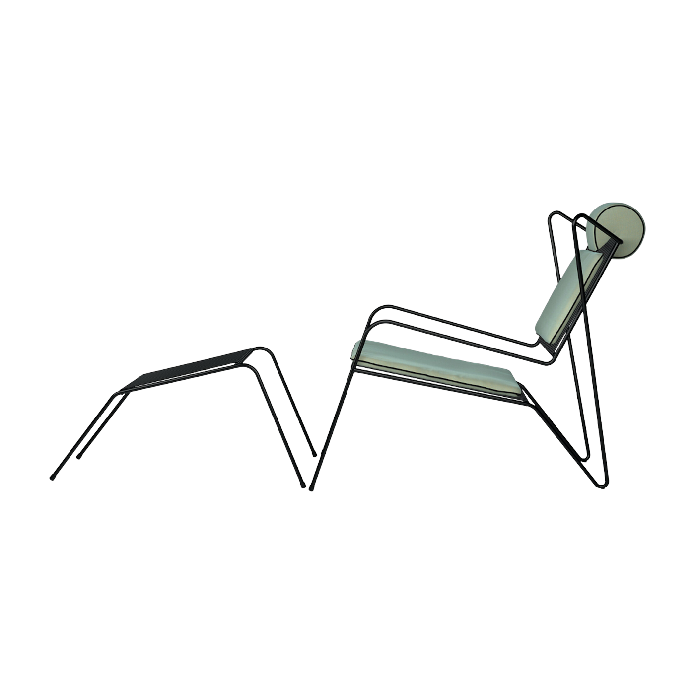 Lounge chair with black steel footrest and opal cushions Capri Easy - Cools Collection