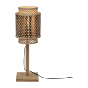 Table Lamp Bhutan Bamboo Nat. H. 45Cm/Shade Tube 18X25Cm Bl/Nat. - Good & Mojo