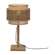 Table Lamp Bhutan Bamboo Nat. H.40Cm/Shade Round 25X20Cm Bl/Nat. - Good & Mojo