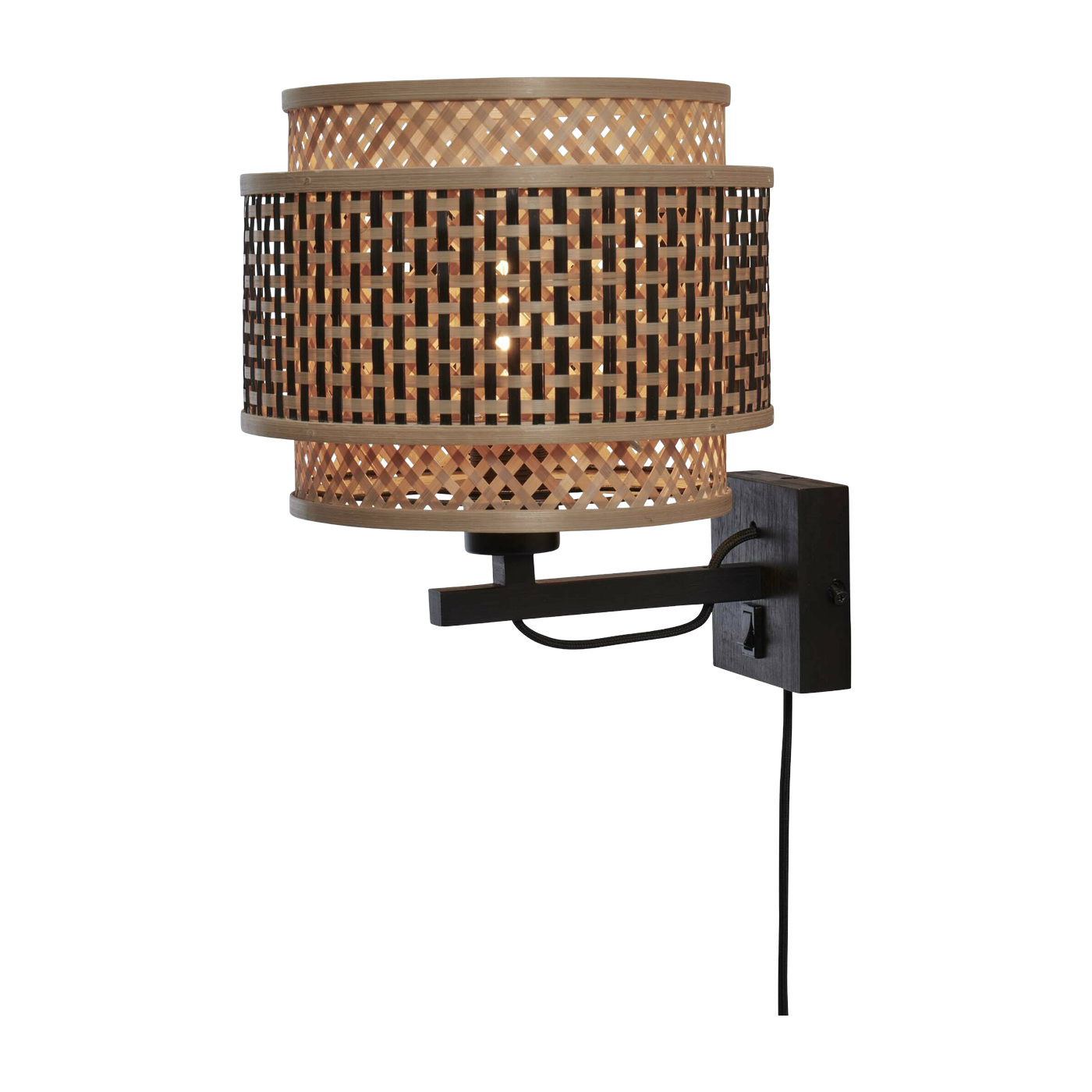 Lampe murale en bambou noir 25x20 cm Bhutan - Good & Mojo